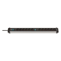 Brennenstuhl Premium-Alu-Line stekkerdoos met 12 stopcontacten schakelaar zwart/grijs (3 meter) 1391030200 406177