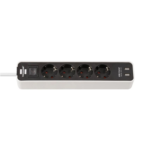 Brennenstuhl stekkerdoos met 4 stopcontacten en USB zwart/wit (1,5 meter) 1153240026 399506 - 1