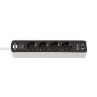 Brennenstuhl stekkerdoos met 4 stopcontacten en USB zwart/wit (1,5 meter) 1153240026 399506