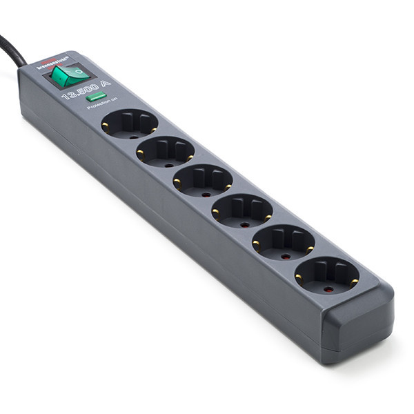 Brennenstuhl stekkerdoos met overspanningsbeveiliging met 6 stopcontacten schakelaar antraciet (1,5 meter) 1159700015 K010813312 - 1