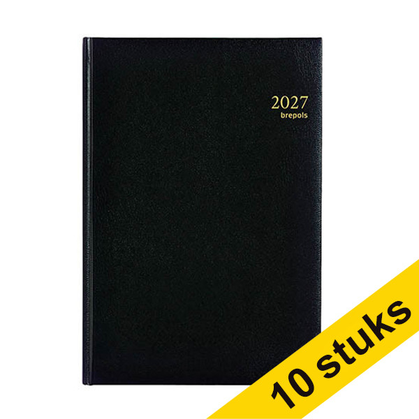 Aanbieding: 10x Brepols Omega Lima weekagenda met kwartierindeling 2027 zwart (1 week per 2 pagina's) 6-talig 440363 - 1