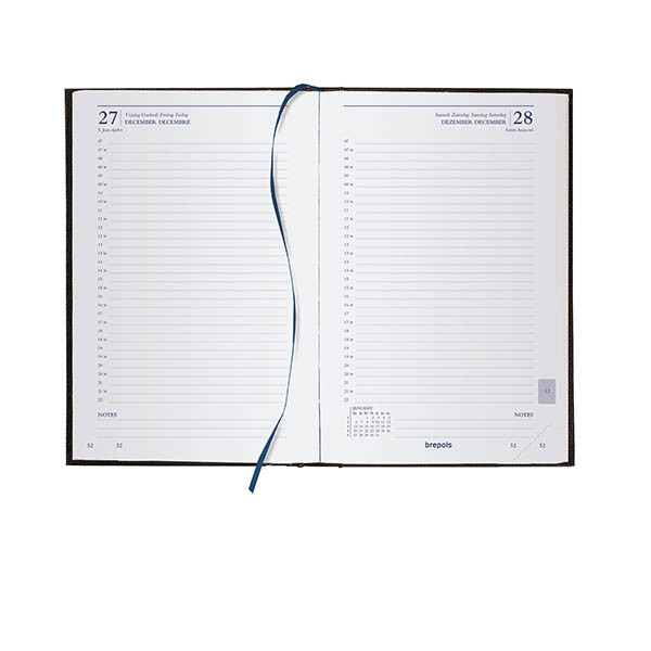 Aanbieding: 10x Brepols Saturnus Luxe Lima dagagenda met halfuurindeling 2027 zwart (1 dag per pagina) 4-talig 440359 - 2