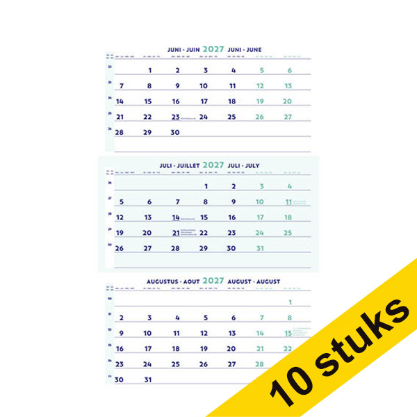 Aanbieding: 10x Brepols driemaandskalender 2027 4-talig 440361 - 1