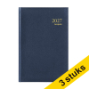 Aanbieding: 3x Brepols Saturnus Luxe Lima dagagenda met halfuurindeling 2027 blauw (1 dag per pagina) 4-talig 440365 - 1