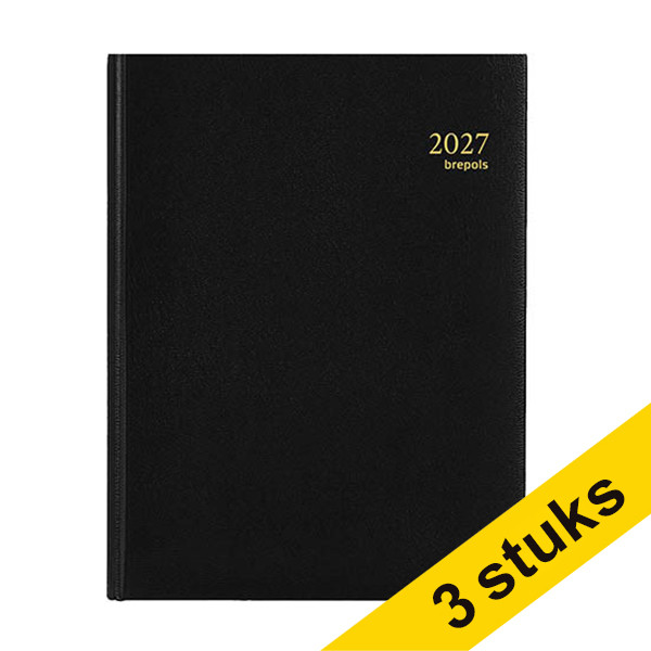 Aanbieding: 3x Brepols Timing Lima weekagenda met uurindeling 2027 zwart (1 week per 2 pagina's) 4-talig 440364 - 1
