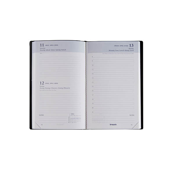 Brepols Breform Seta dagagenda met uurindeling 2027 zwart (1 dag per pagina) 6-talig 440266 - 2