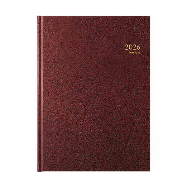 Brepols Bremax Santex dagagenda met kwartierindeling 2026  bordeaux (1 dag per 2 pagina's) 6-talig 0.002.1345.04.6.0 262403 - 1
