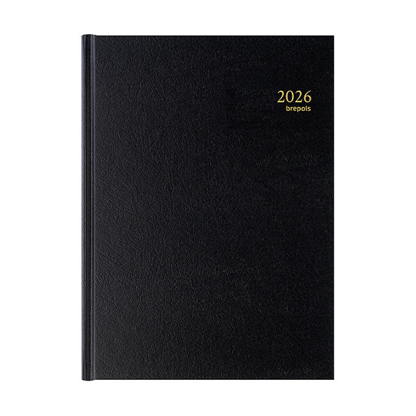Brepols Bremax Santex dagagenda met kwartierindeling 2026 zwart (1 dag per 2 pagina's) 6-talig 0.002.1345.01.6.0 262402 - 1
