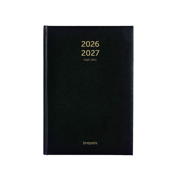 Brepols Bretime Lima 16 maanden weekagenda met uurindeling 2026-2027 zwart (1 week per 2 pagina's) 6-talig 440180 - 1