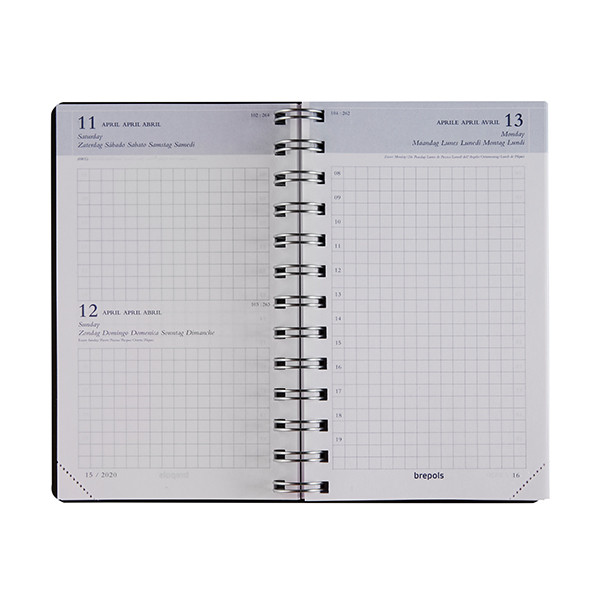 Brepols Building Recycled PP dagagenda met uurindeling 2026 zwart (1 dag per pagina) 6-talig 0.414.4910.01.4.0 262440 - 2