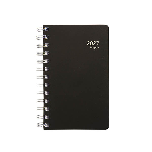 Brepols Building Recycled PP dagagenda met uurindeling 2027 zwart (1 dag per pagina) 6-talig 440265 - 1