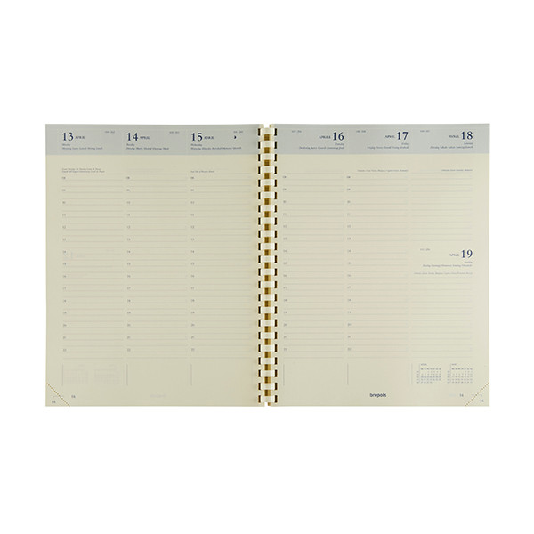 Brepols Concorde Calpe weekagenda met uurindeling 2026 zwart (1 week 2 pagina's) 6-talig 0.240.2582.01.2.0 262481 - 2