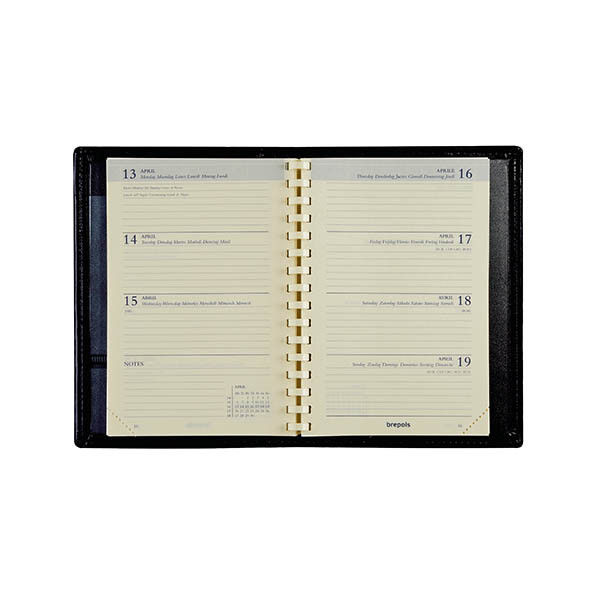 Brepols Delta Palermo weekagenda 2027 zwart (1 week per 2 pagina's) 6-talig 440331 - 2
