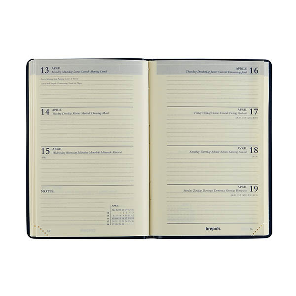 Brepols Delta Seta weekagenda 2027 zwart (1 week per 2 pagina's) 6-talig 440328 - 2