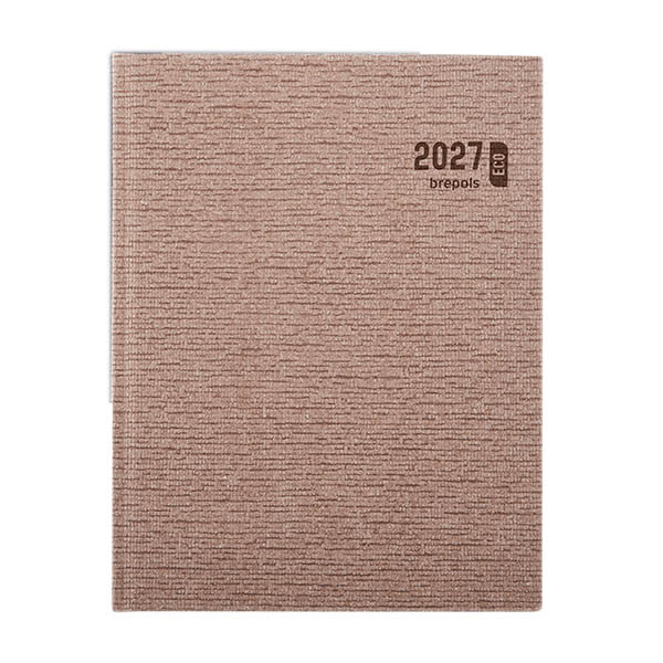 Brepols Ecotiming Kazar weekagenda met uurindeling 2027 beige (1 week per 2 pagina's) 6-talig 440305 - 1