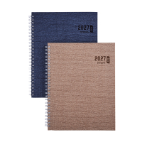 Brepols Ecotiming Kazar weekagenda met uurindeling 2027 beige met spiraal (1 week per 2 pagina's) 6-talig 440357