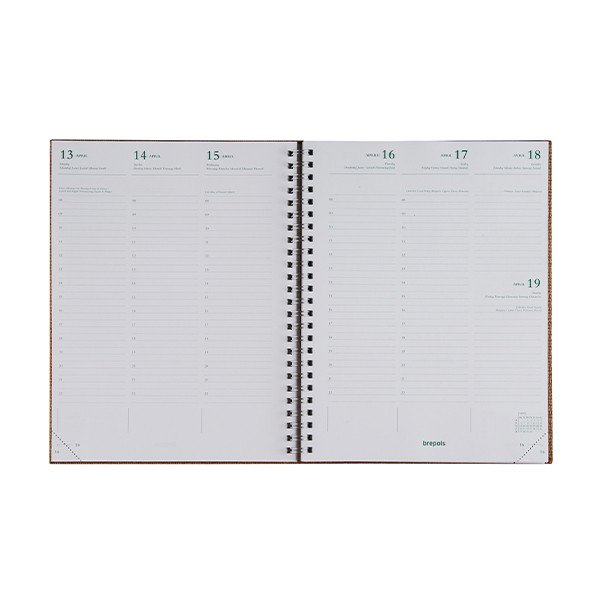 Brepols Ecotiming Kazar weekagenda met uurindeling 2027 beige met spiraal (1 week per 2 pagina's) 6-talig 440357 - 2
