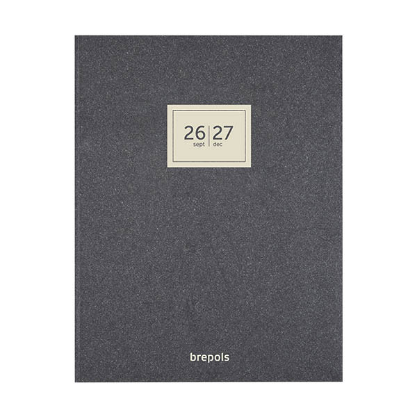 Brepols Essenz 16 maanden weekagenda met uurindeling 2026-2027 antraciet (1 week per 2 pagina's) 4-talig 440176 - 1