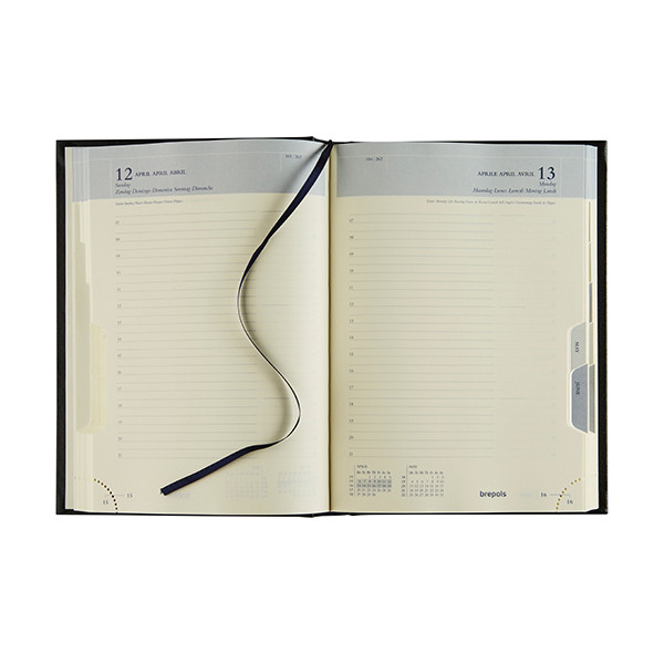 Brepols Euro Lima dagagenda met uurindeling 2026 blauw (1 dag per pagina) 6-talig 0.224.1256.06.6.0 262430 - 2