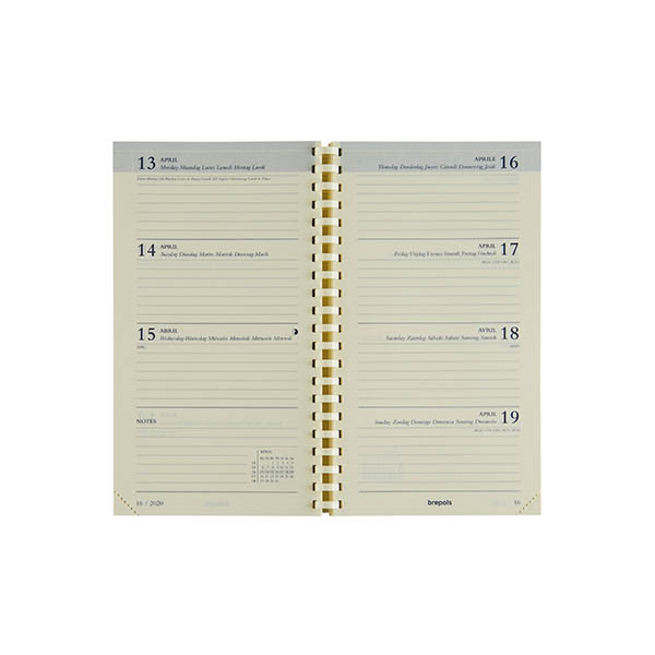 Brepols Interplan 16 maanden weekagenda 2026-2027 navulling (1 week per 2 pagina's) 6-talig 440197 - 1