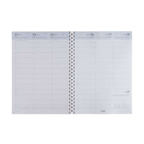 Brepols Omega Calpe weekagenda met kwartierindeling 2026 zwart (1 week per 2 pagina's) 6-talig 0.030.2582.01.2.0 262477 - 2