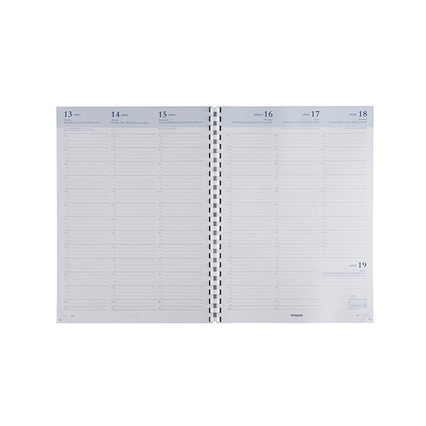Brepols Omega Calpe weekagenda met kwartierindeling 2027 zwart (1 week per 2 pagina's) 6-talig 440298 - 2