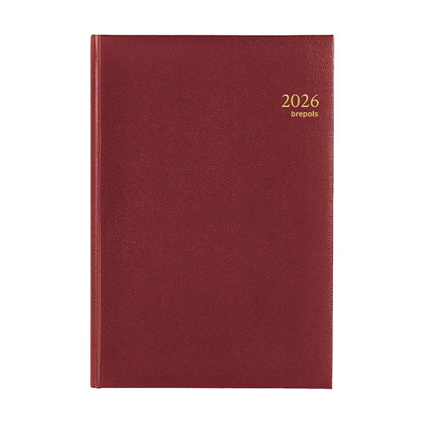 Brepols Omega Lima weekagenda met kwartierindeling 2026 bordeaux (1 week per 2 pagina's) 6-talig 0.030.1256.04.6.0 262411 - 1