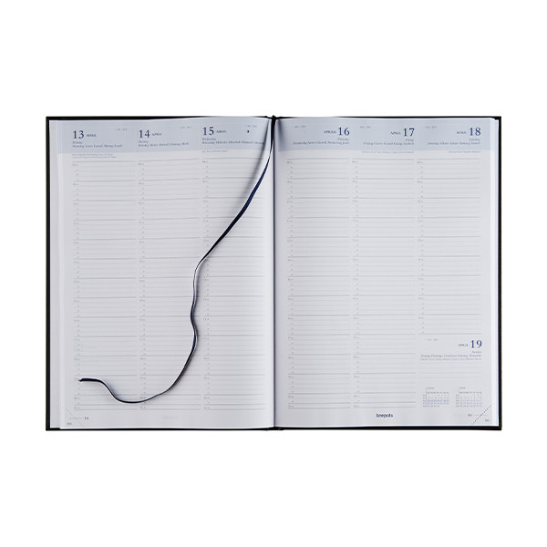 Brepols Omega Lima weekagenda met kwartierindeling 2026 zwart (1 week per 2 pagina's) 6-talig 0.030.1256.01.6.0 262410 - 2