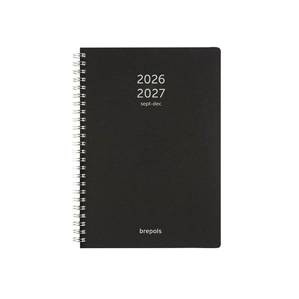 Brepols Polyprop 16 maanden weekagenda 2026-2027 zwart (1 week per pagina) 4-talig 440187 - 1