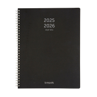 Brepols Polyprop 16 maanden weekagenda met uurindeling 2025-2026 zwart (1 week per 2 pagina's) 4-talig 2.242.4910.01.4.0 261046
