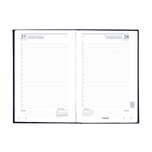 Brepols Saturnus Basic Lima dagagenda met uurindeling 2026 zwart (1 dag per pagina) 4-talig 0.015.1255.01.6.0 262445 - 2