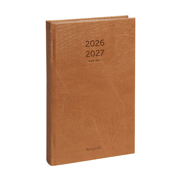 Brepols Saturnus Lucca 16 maanden dagagenda met halfuurindeling 2026-2027 bruin (1 dag per pagina) 4-talig 440174 - 1