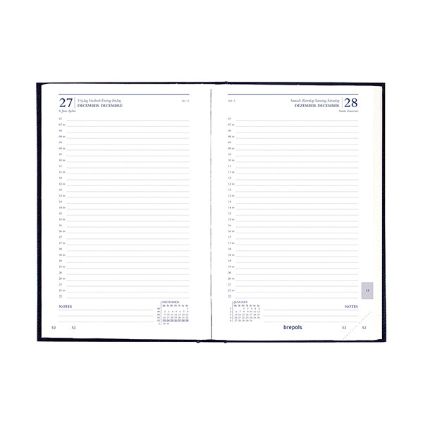 Brepols Saturnus Luxe Dubletta dagagenda met halfuurindeling 2026 grijs (1 dag per pagina) 4-talig 0.216.5455.99.6.0GREY 262434 - 2