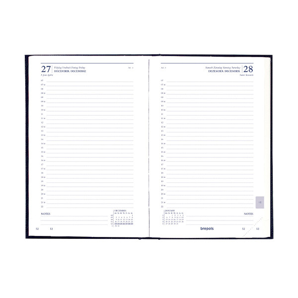 Brepols Saturnus Luxe Lima dagagenda met halfuurindeling 2026 blauw (1 dag per pagina) 4-talig 0.216.1256.06.6.0 262409 - 2