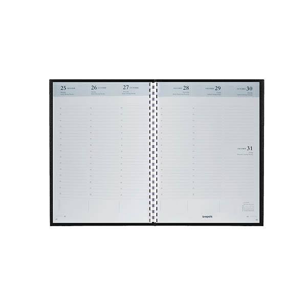 Brepols Timing Recycled PP weekagenda met uurindeling 2027 zwart (1 week per 2 pagina's) 4-talig 440297 - 2