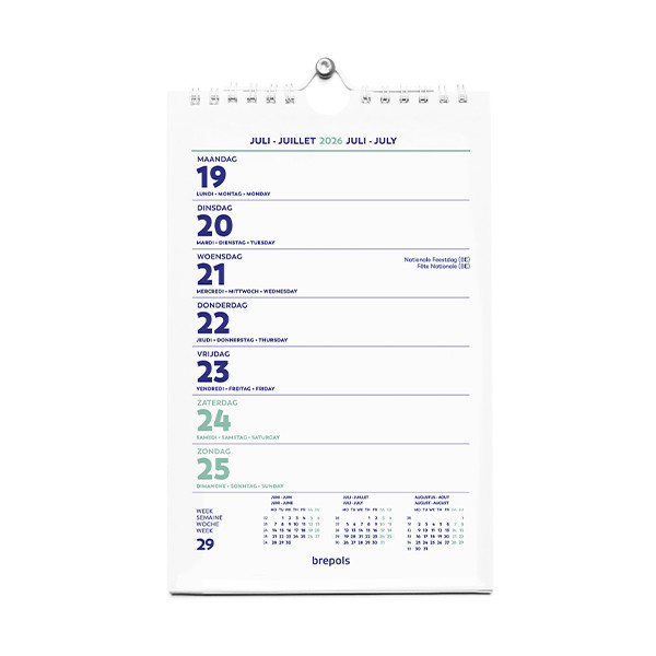 Brepols wand-week kalender wire-o 2026 4-talig 1.850.9900.00.4.0 262524 - 1