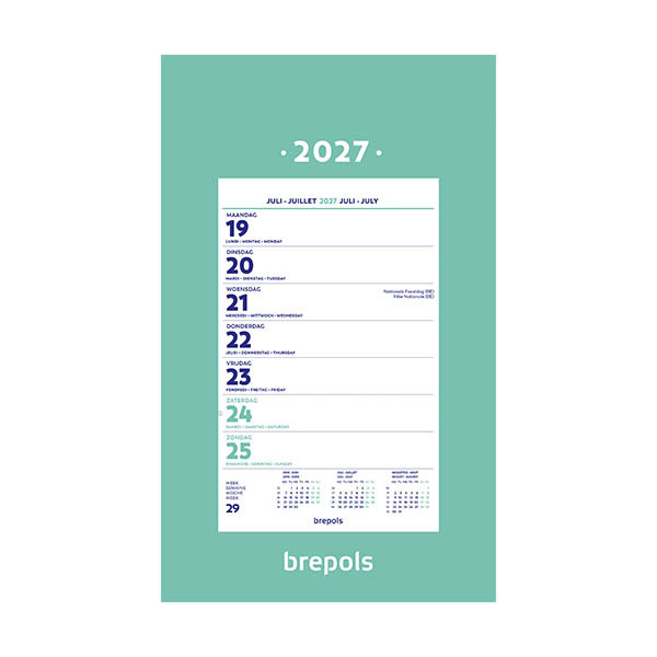 Brepols wandweekkalender gelijmd 2027 4-talig 440236 - 1