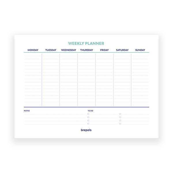 Brepols weekplanner ongedateerd blauw (56 vellen) EN 1.890.9900.99.5.0BL 262552 - 2
