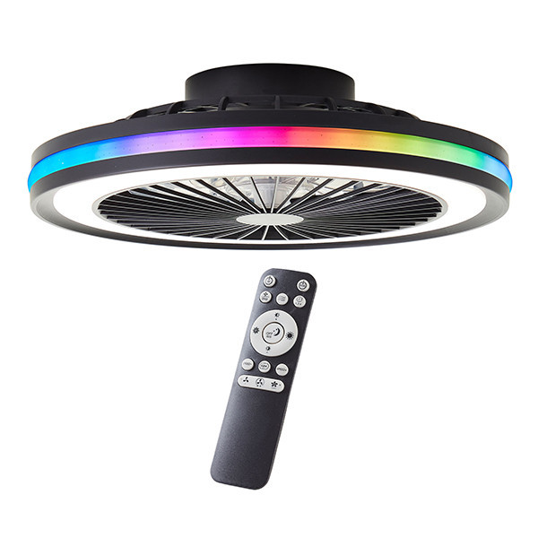 Plafondventilator met ledlamp | Palmero | Ø 46.6 cm | RGBIC + 2700-6500K | Zwart | 40W | Brilliant LBR00013 - 1