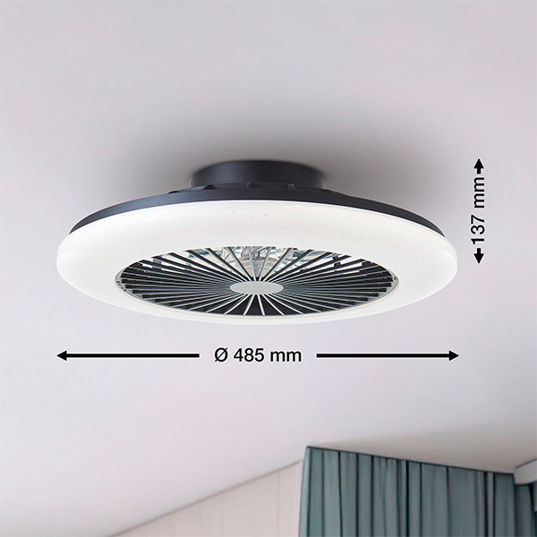 Plafondventilator met ledlamp | Salerno | Ø 48.5 cm | RGBIC + 3000-6500K | Zwart | 40W | Brilliant LBR00001 - 5
