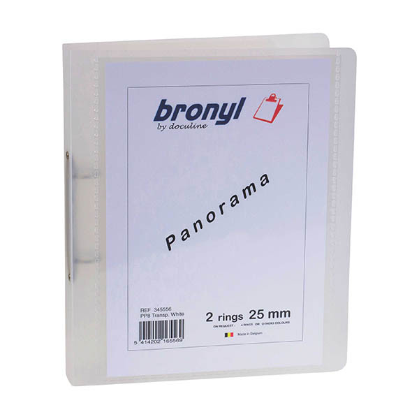 Bronyl personaliseerbare ringmap met 2 O-ringen 25 mm transparant wit 440414 - 2