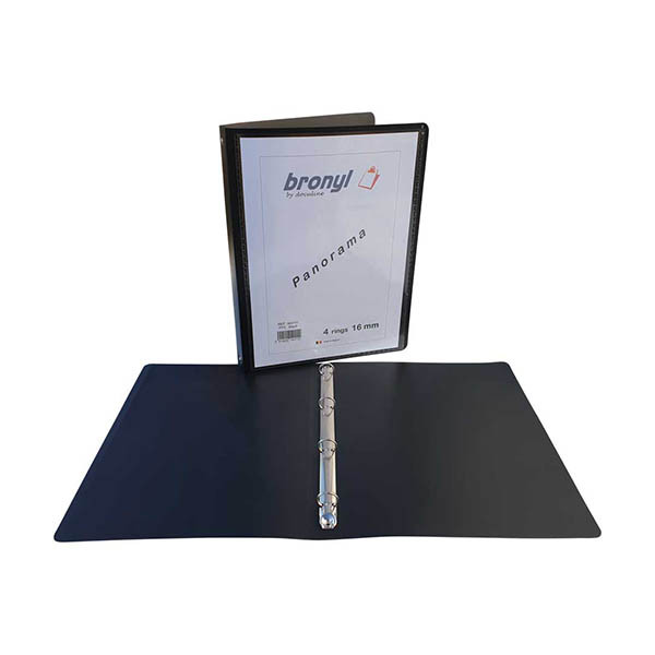Bronyl personaliseerbare ringmap met 4 O-ringen 16 mm zwart 440408 - 1