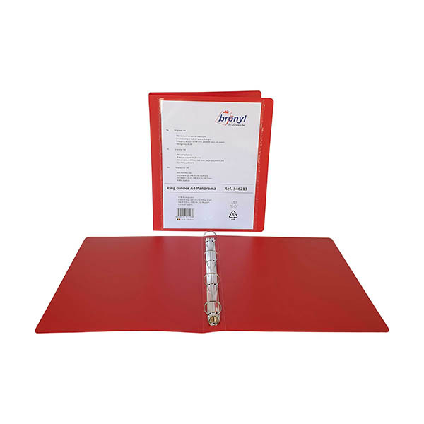 Bronyl personaliseerbare ringmap met 4 O-ringen 25 mm rood 440413 - 1