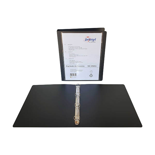 Bronyl personaliseerbare ringmap met 4 O-ringen 25 mm zwart 440411 - 1