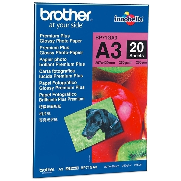 Brother BP71GA3 premium plus glossy fotopapier A3 260 g/m² (20 vellen) BP71GA3 063500 - 1