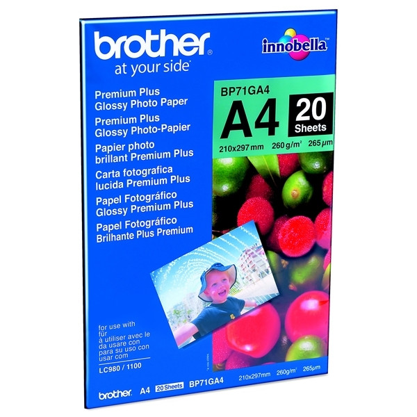 Brother BP71GA4 premium plus glossy photo paper 260 g/m² A4 (20 vellen) BP71GA4 063512 - 1