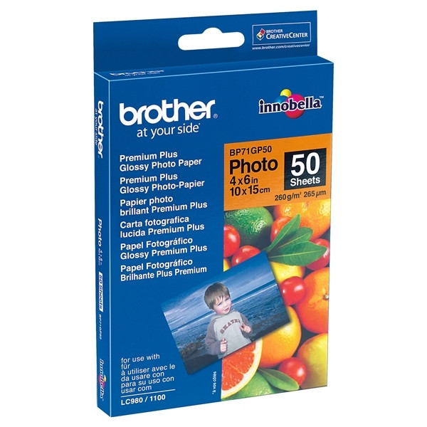 Brother BP71GP50 premium plus glossy photo paper 260 g/m² 10 x 15 cm (50 vellen) BP71GP50 063504 - 1