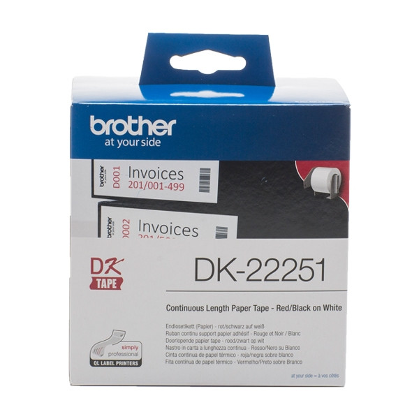 Brother DK-22251 doorlopende etiketrol rood/zwart op wit (origineel) DK-22251 080776 - 1