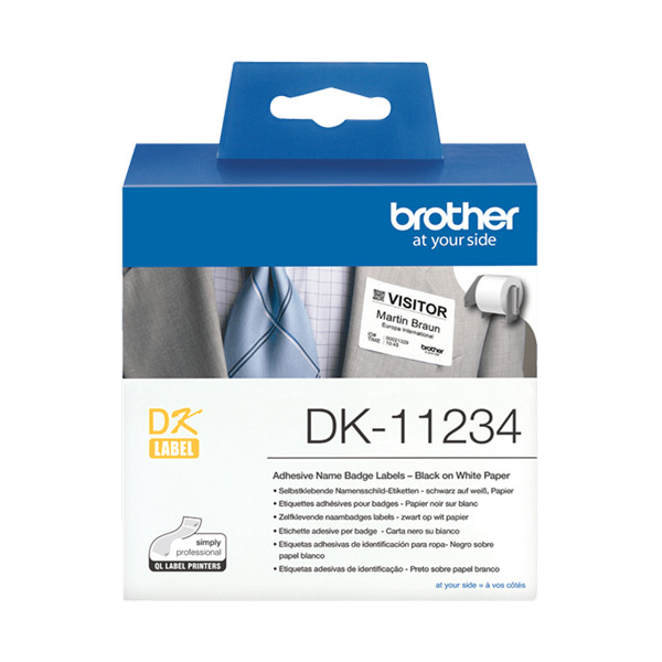 Brother DK- 11234 zelfklevende naambadge labels zwart op wit (origineel) DK-11234 350552 - 1