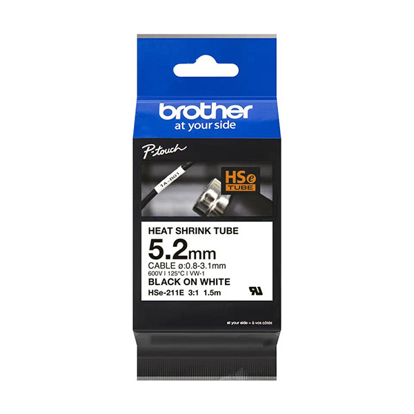 Brother HSe-211E krimpkous tape zwart op wit 6 mm (origineel) HSE211E 350600 - 1